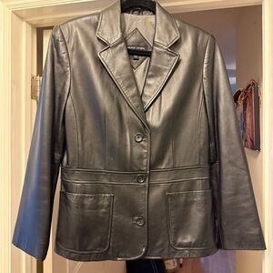 Valerie Stevens Black Leather Blazer